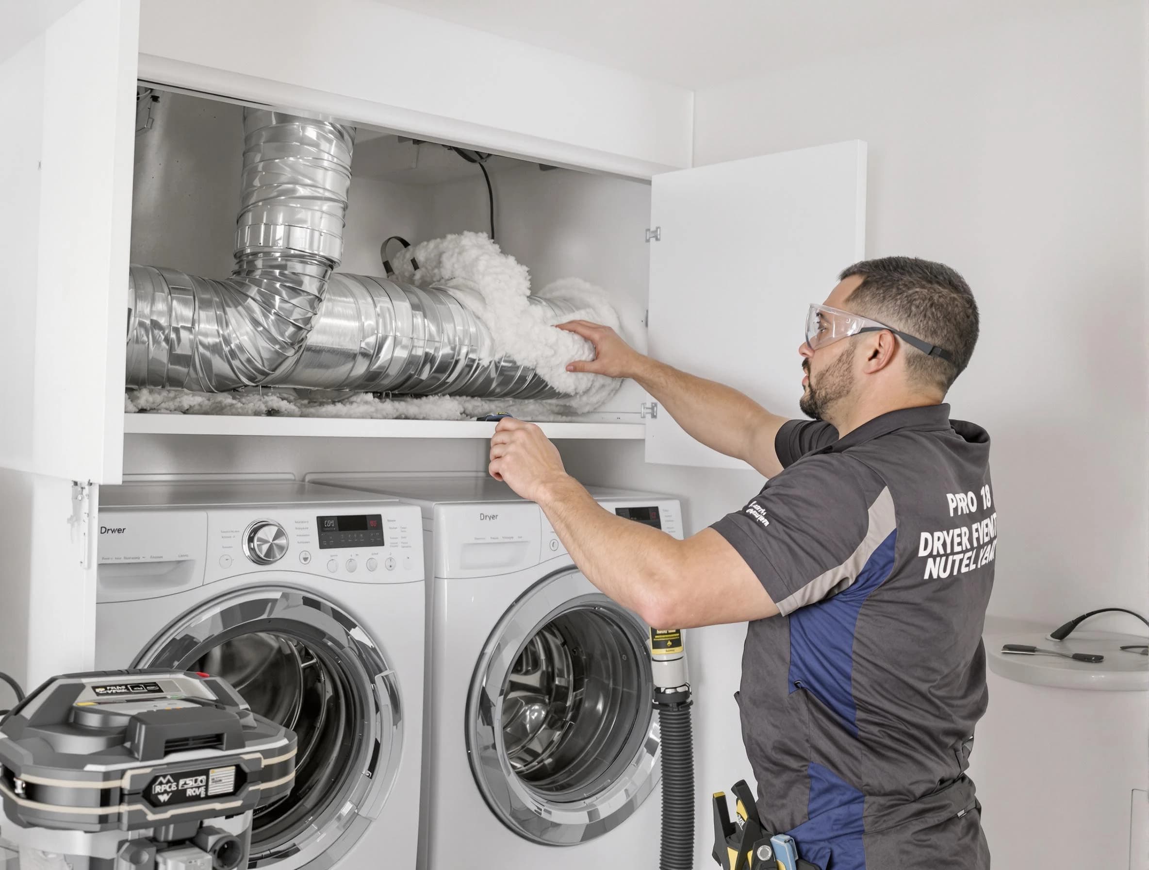 O'Hara Dryer Vent Cleaning certified technician performing specialized gas dryer vent cleaning in O'Hara