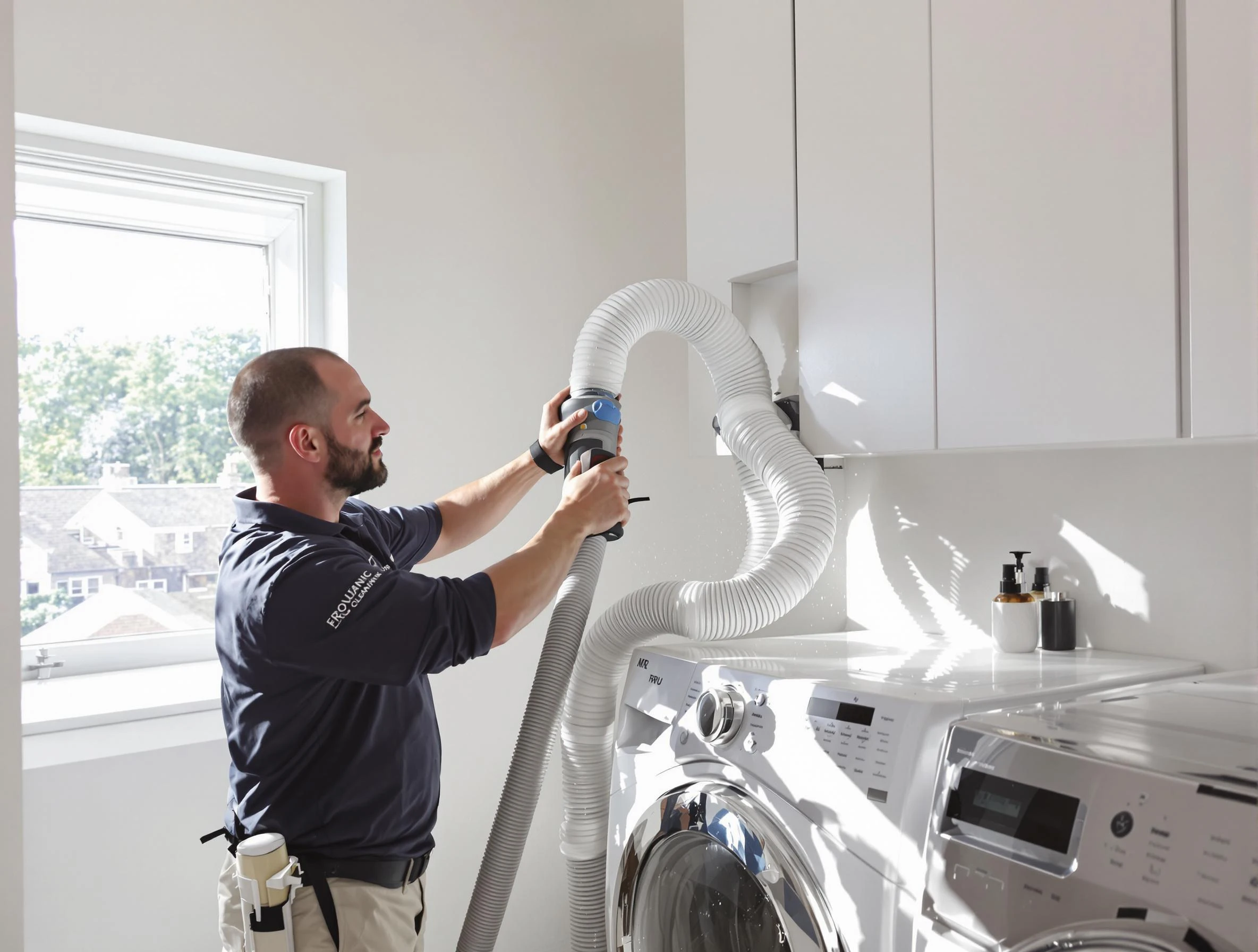 Certified O'Hara Dryer Vent Cleaning technician performing dryer vent cleaning in O'Hara